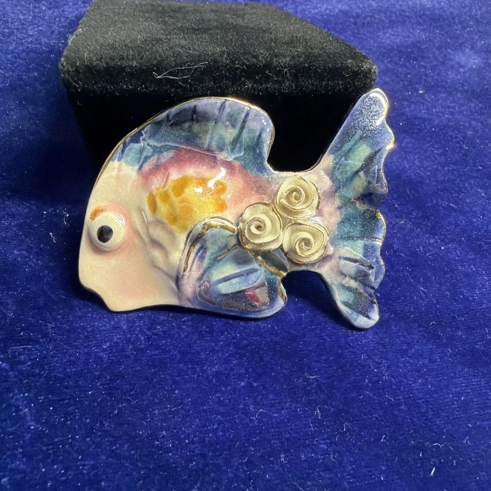 Vintage Ceramic Fish pin, very unusual